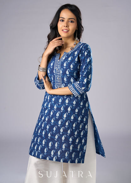 Easy To Wear Cotton Indigo Tunic - Pant Additional