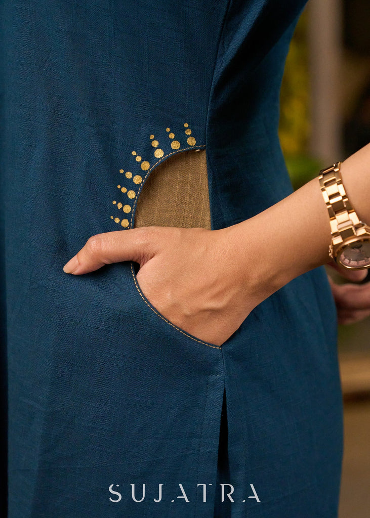 Blue Cotton Pant