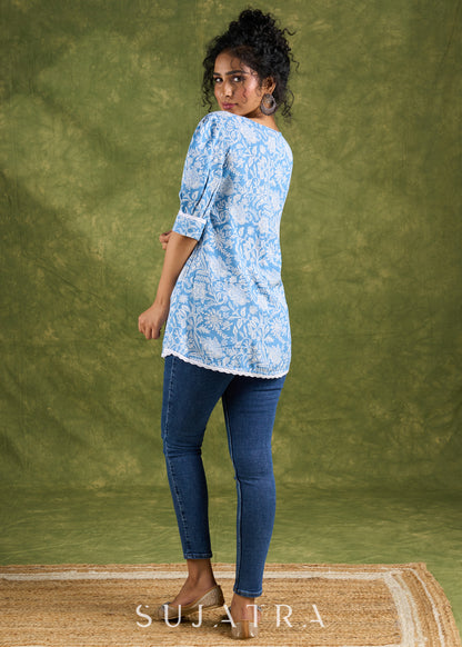 Delicate Flowy Rayon Top With Nice Puff Sleeves