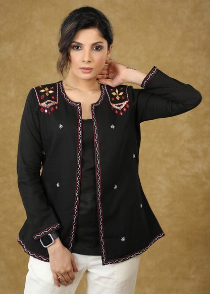 Elegant Black Hand Embroidered Jacket