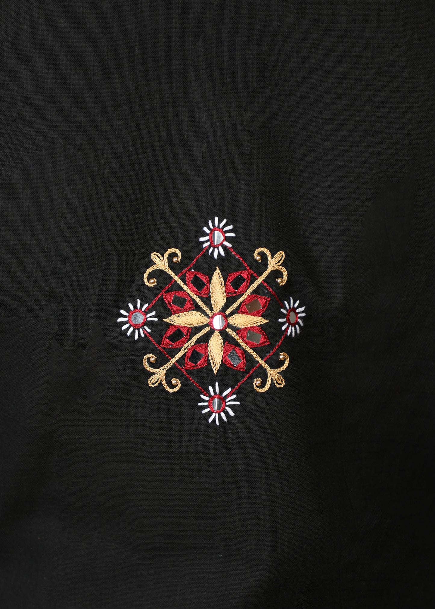 Elegant Black Hand Embroidered Jacket with Plain Black Inner