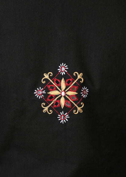 Elegant Black Hand Embroidered Jacket with Plain Black Inner