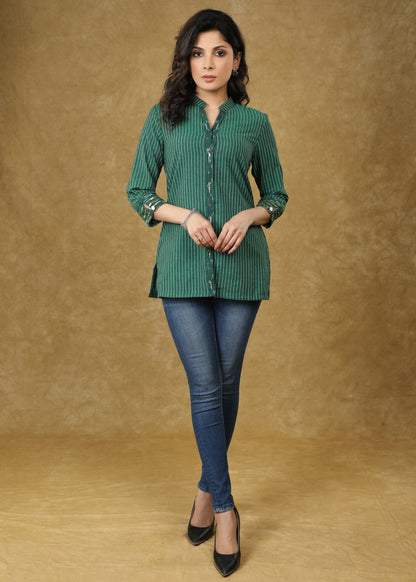 Green Line Ikat Top with Sequence Highlighted