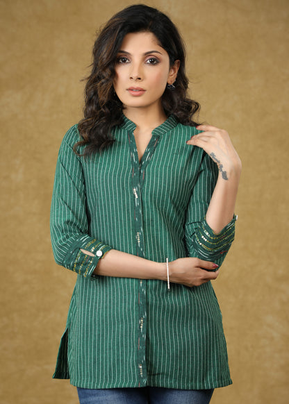 Green Line Ikat Top with Sequence Highlighted
