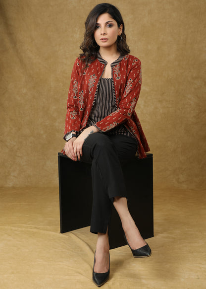 Stylish Maroon Ajrakh Jacket