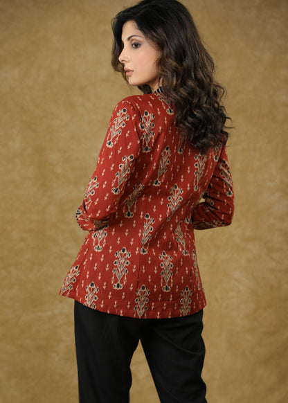 Stylish Maroon Ajrakh Jacket