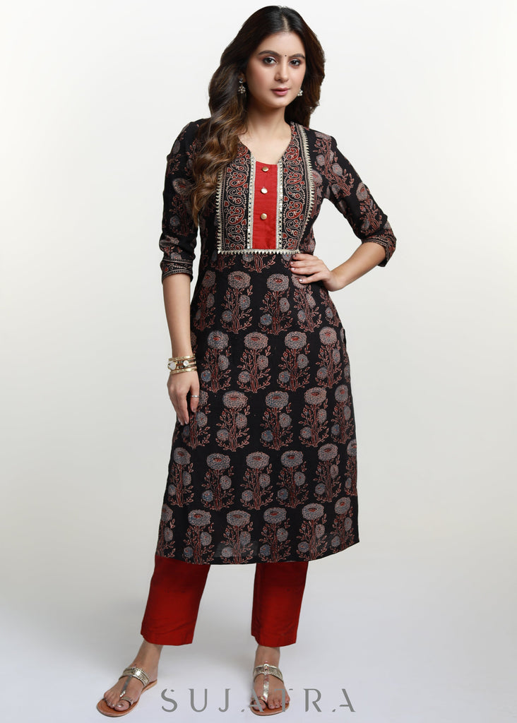Maroon Cotton Silk Pant