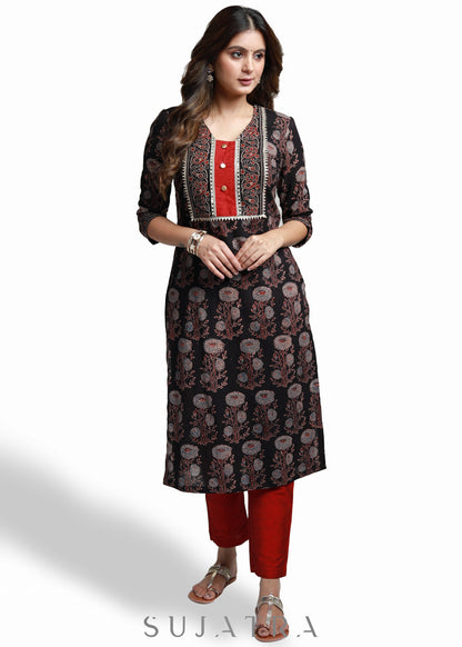 Maroon Cotton Silk Pant