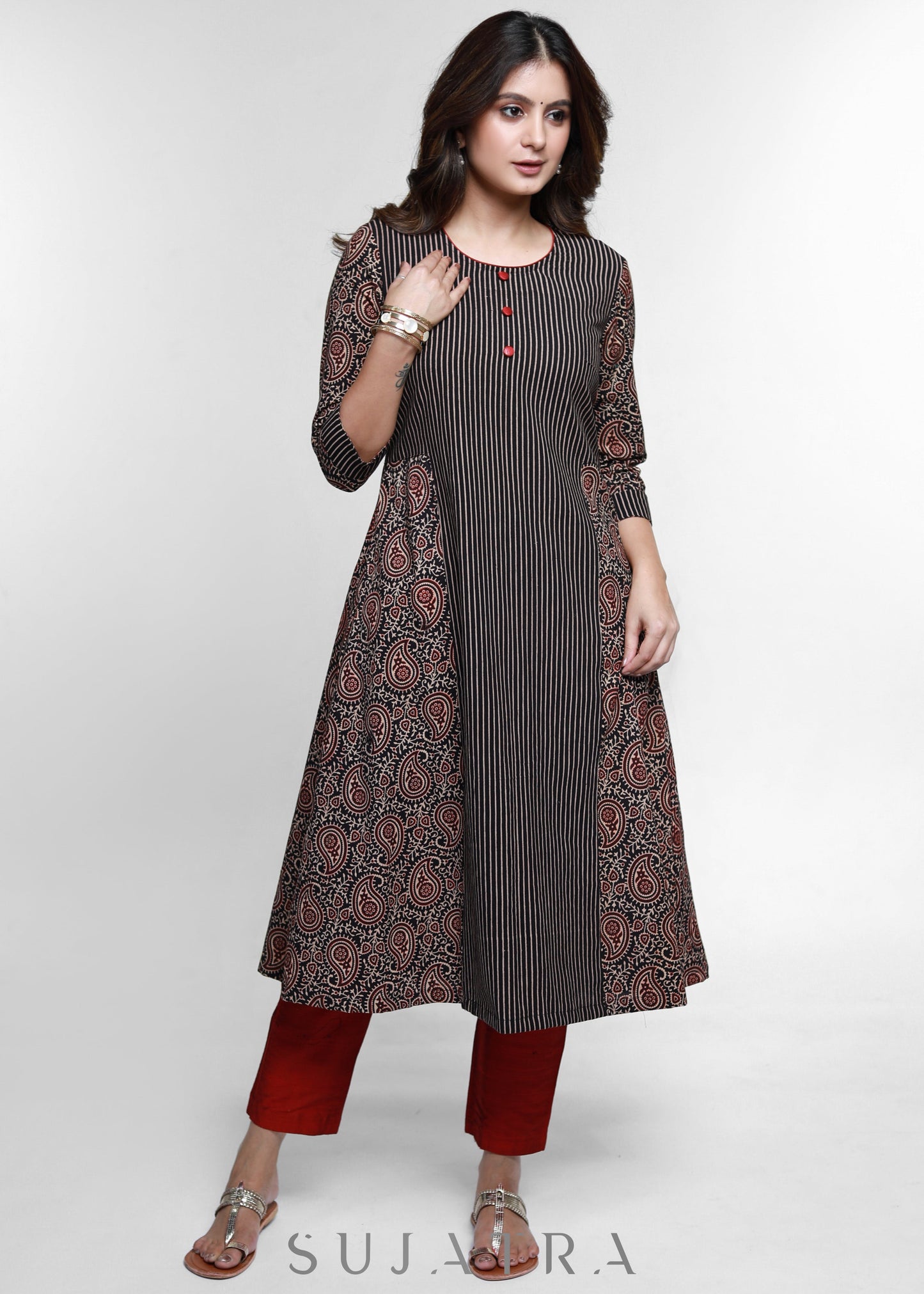 Maroon Cotton Silk Pant