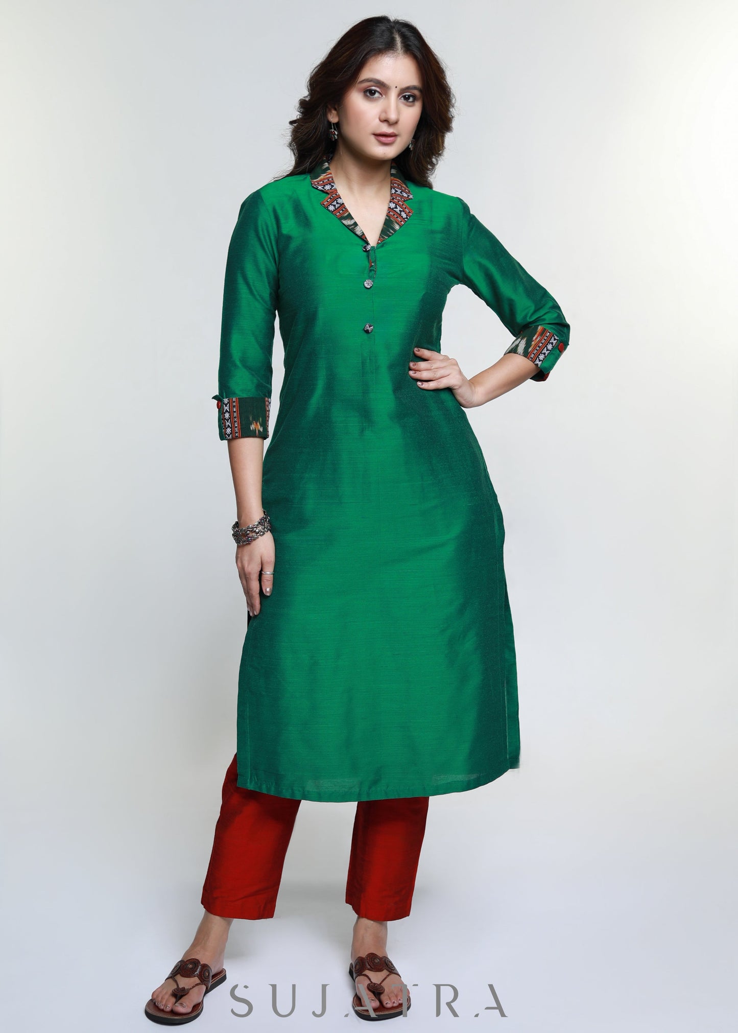 Maroon Cotton Silk Pant