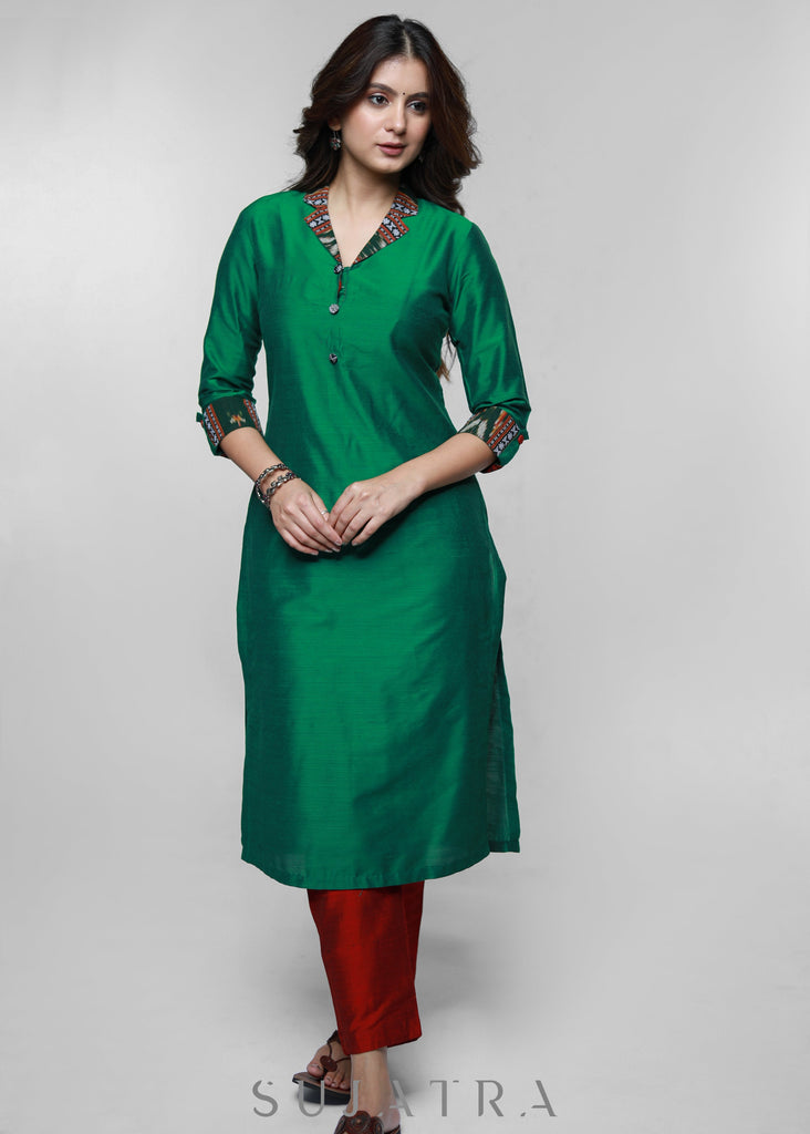 Maroon Cotton Silk Pant