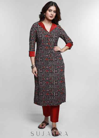 Maroon Cotton Silk Pant
