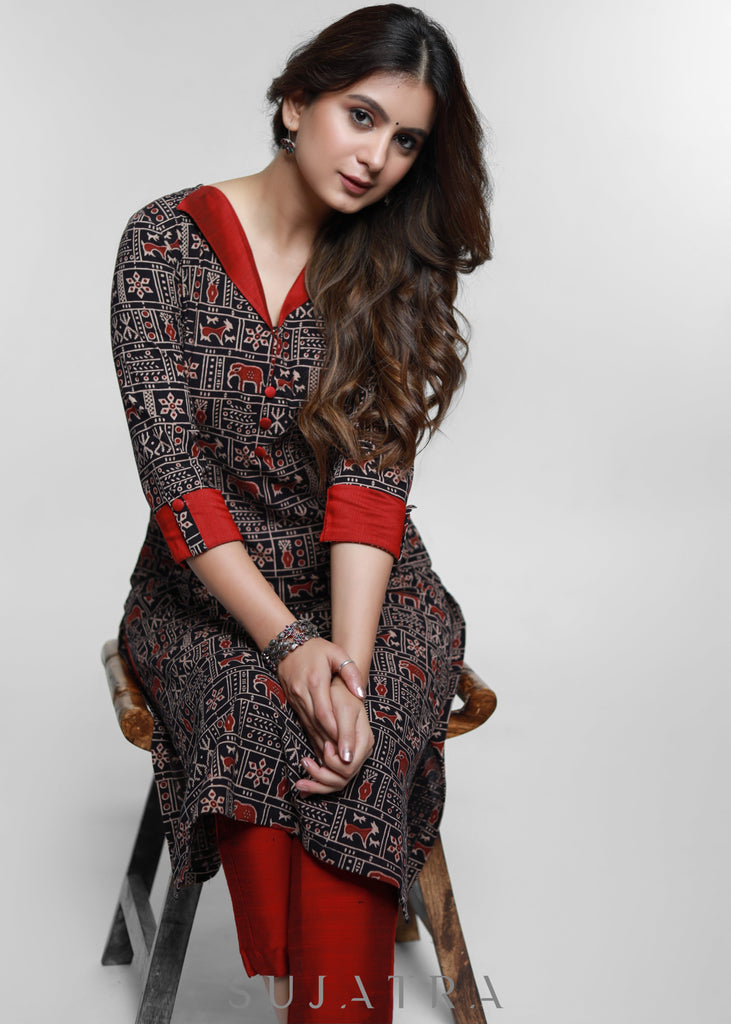Maroon Cotton Silk Pant