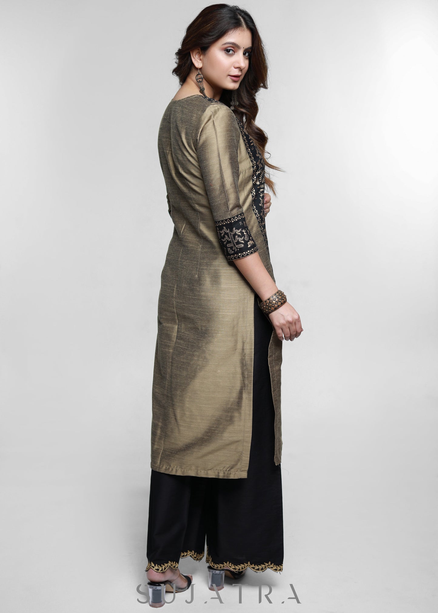 Black Cotton Silk Pant