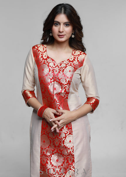 Red Cotton Silk Pant