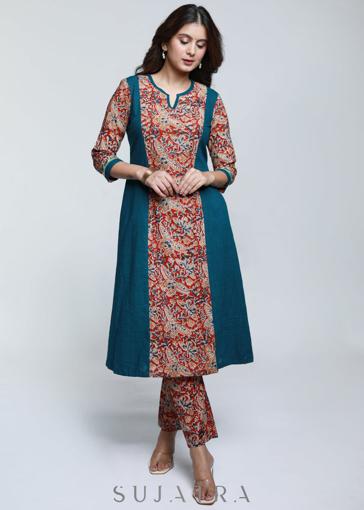 Cotton Kalamkari Combination kurta-Pant Optional