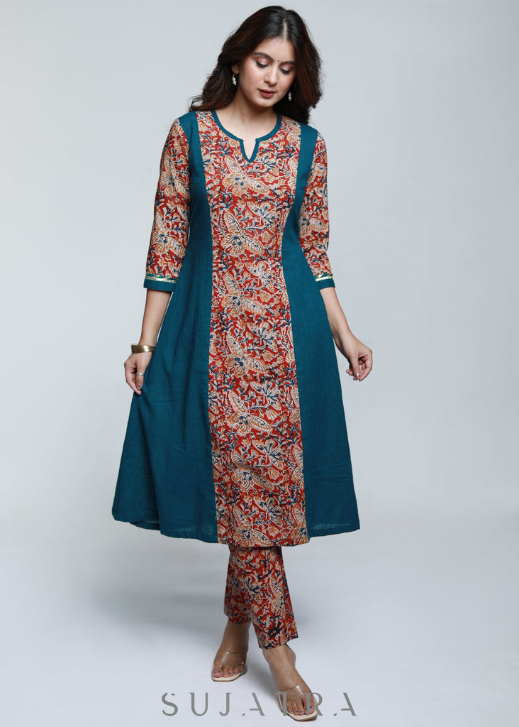 Cotton Kalamkari Combination kurta-Pant Optional
