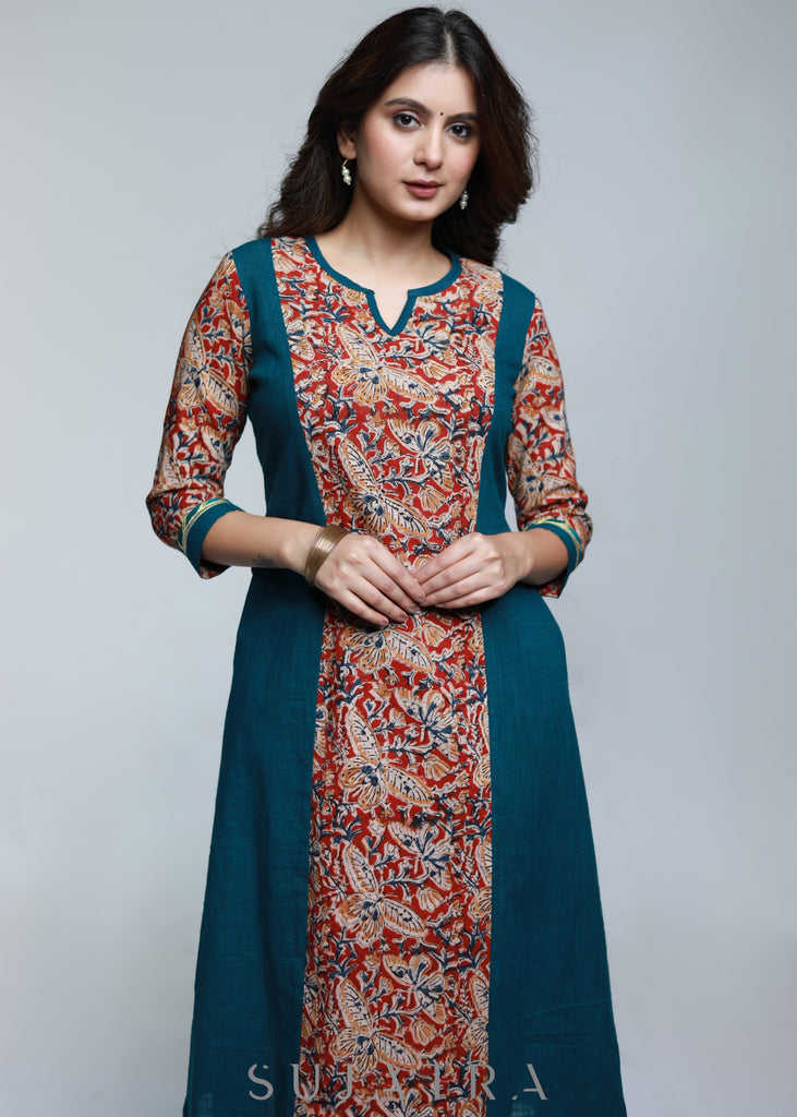 Cotton Kalamkari Combination kurta-Pant Optional