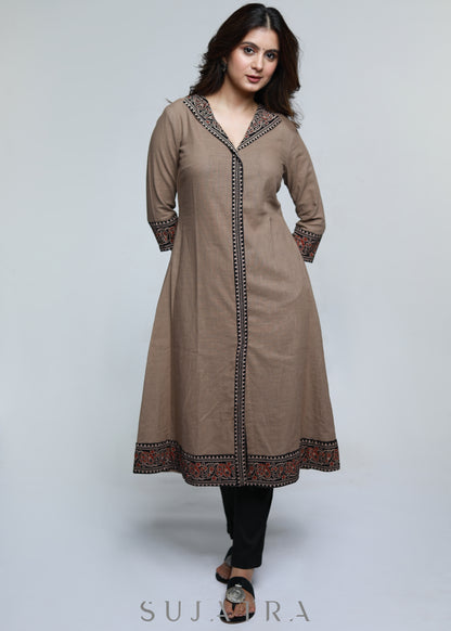Classy Cotton Ajrakh Combination Kurta-Pant Optional