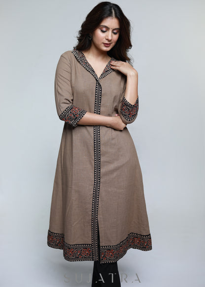 Classy Cotton Ajrakh Combination Kurta-Pant Optional