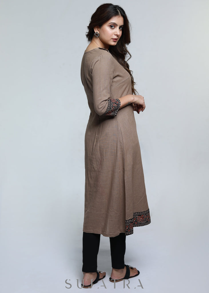 Classy Cotton Ajrakh Combination Kurta-Pant Optional