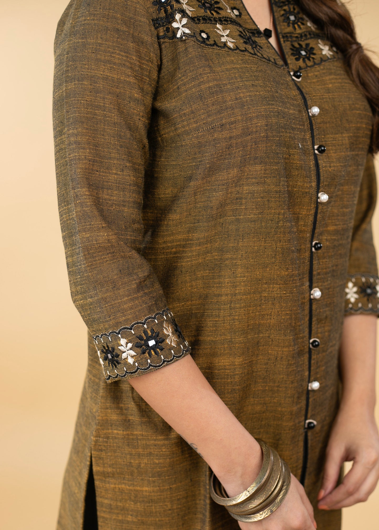 Comfortable Pure Cotton Thread Mirror Embroidered Tunic - Pant Optional