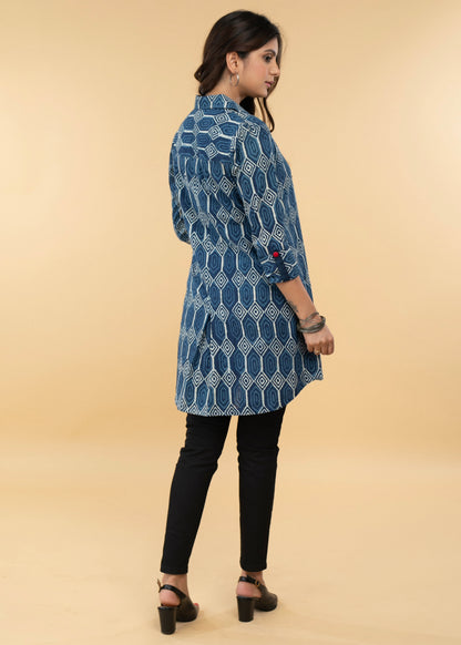 Easy to pair Cotton Indigo Shirt Tunic