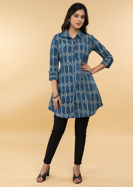 Easy to pair Cotton Indigo Shirt Tunic