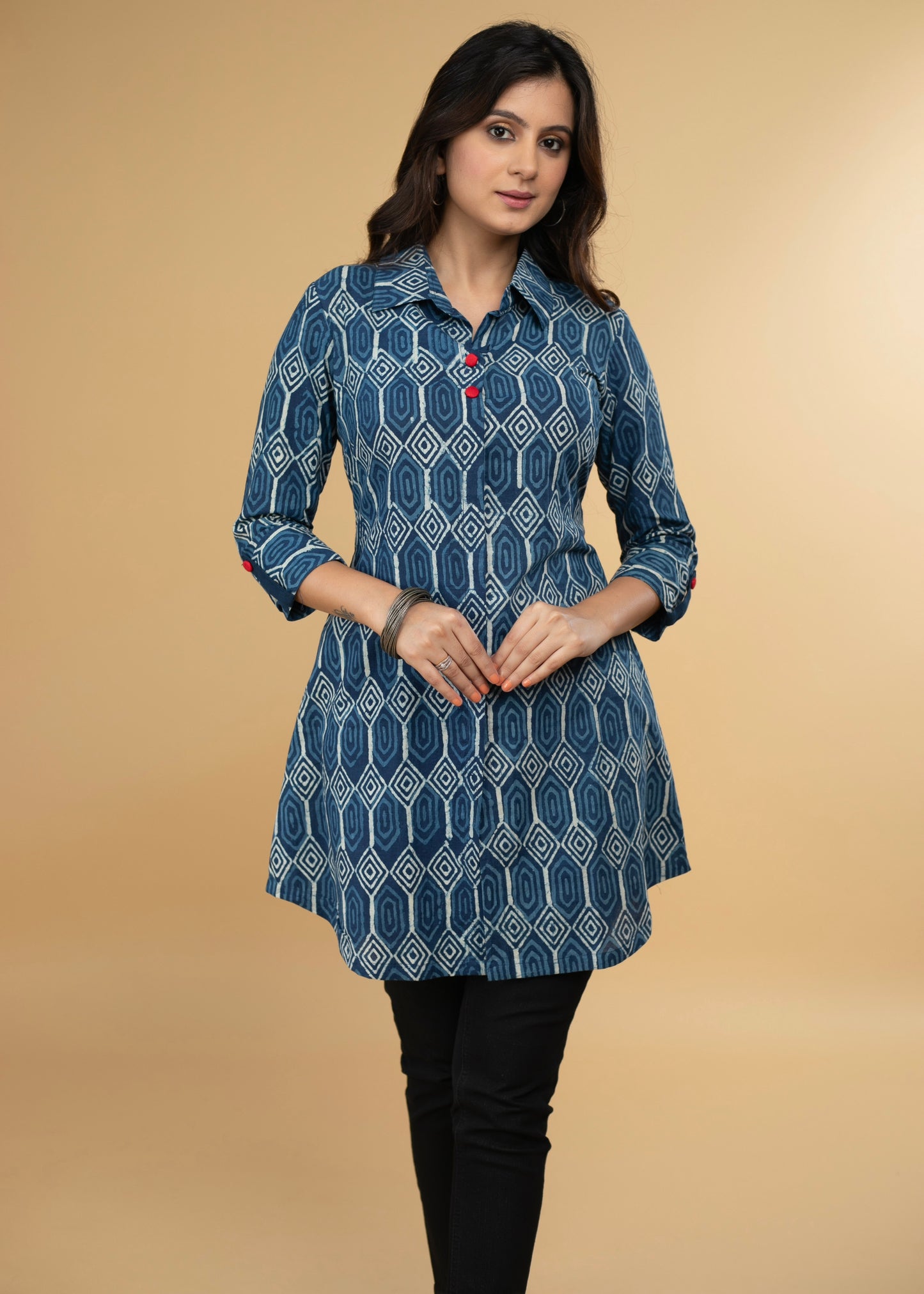 Easy to pair Cotton Indigo Shirt Tunic