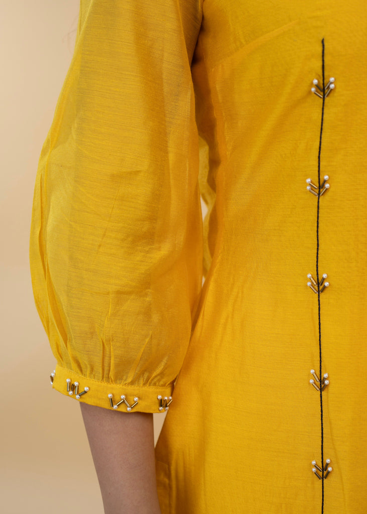 Cream Cotton Silk Pant
