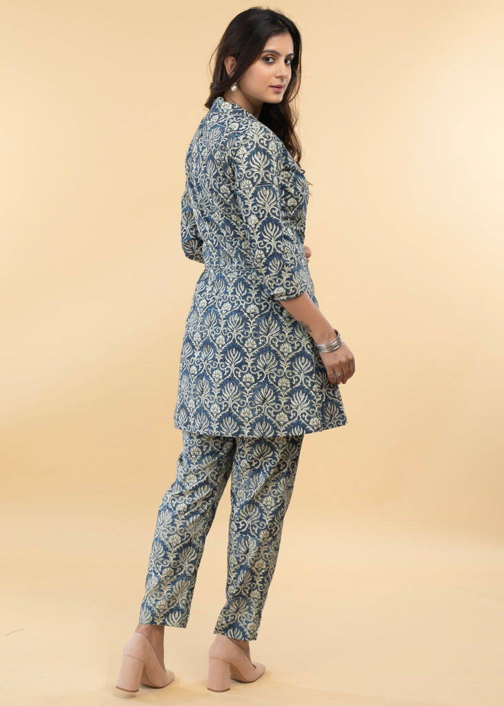 Cotton Block Printed Stone Embellished Jacket