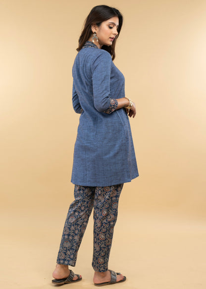 Dussehra Sale — Elegant Pure Cotton and Ajrakh Combination Co-Ord Tunic - Pant Optional