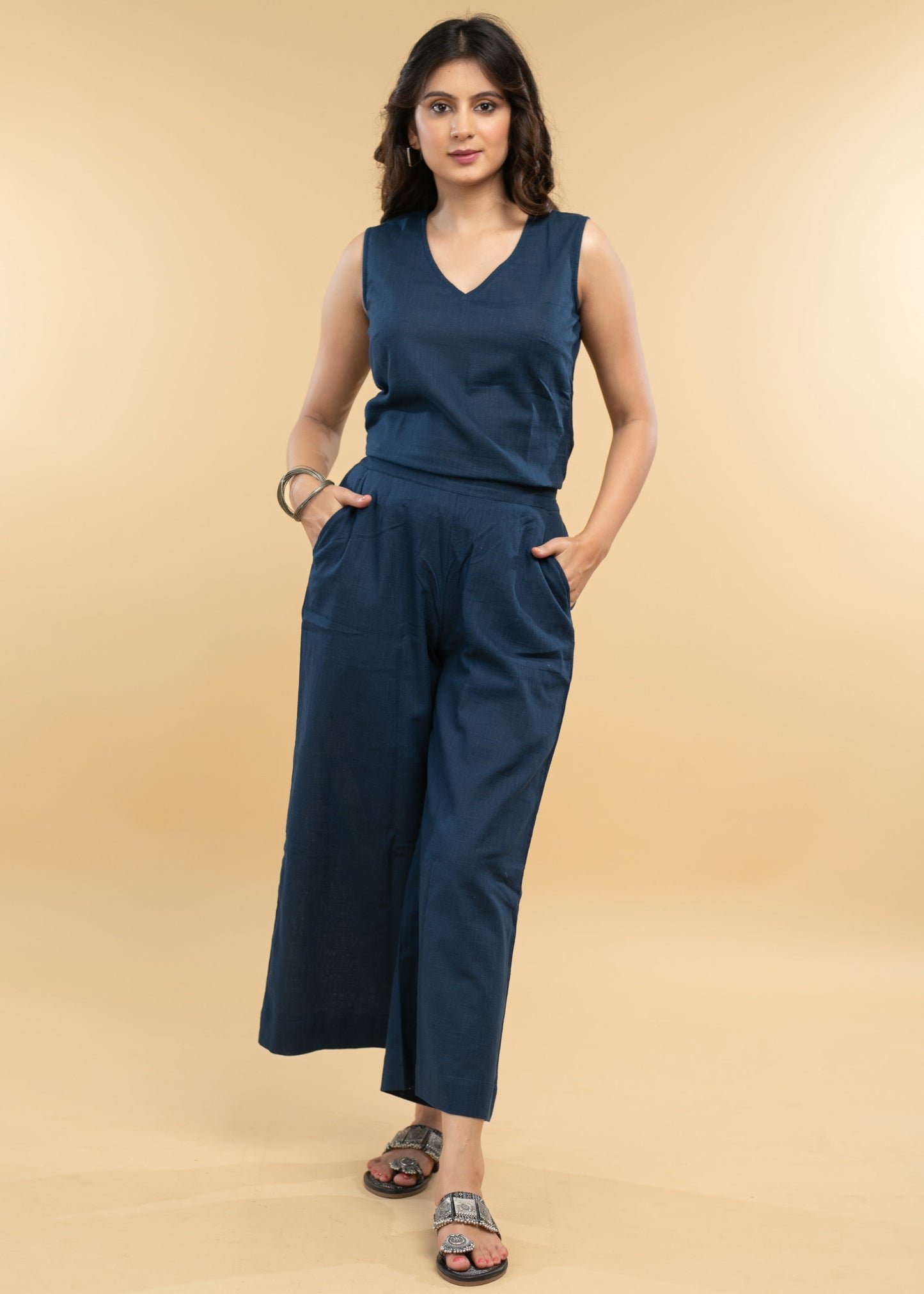 Blue Cotton Pant