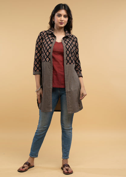 Smart Ajrakh Jacket with Maroon Inner - 2 Piece