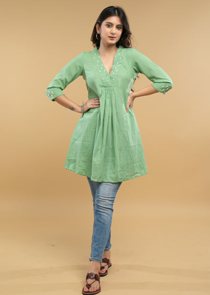 Pista Cotton Pearl Embellished Tunic - Pant Optional