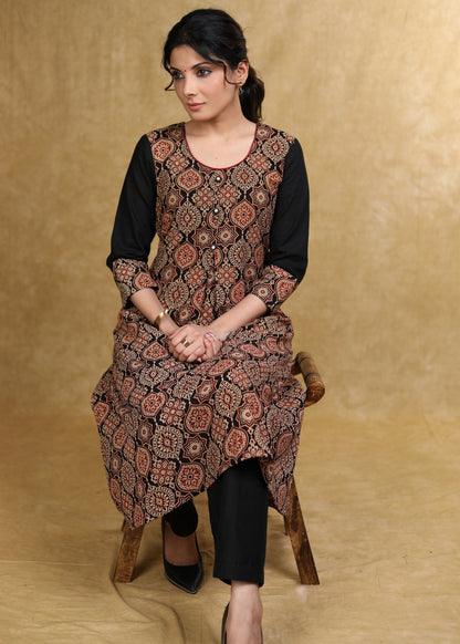 Black Cotton Silk Pant