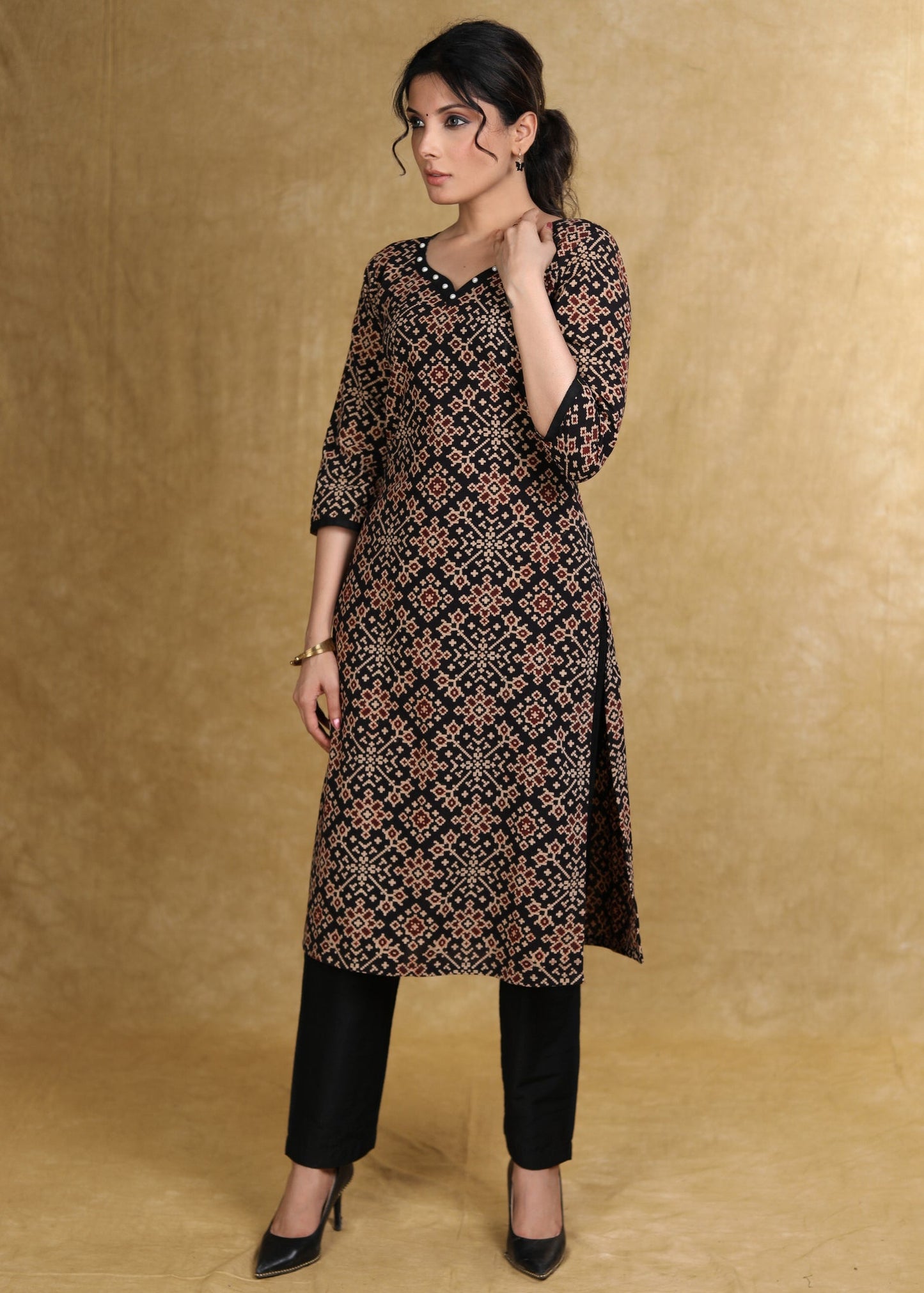 Black Cotton Silk Pant