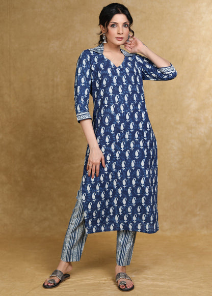 Blue Cotton Pant