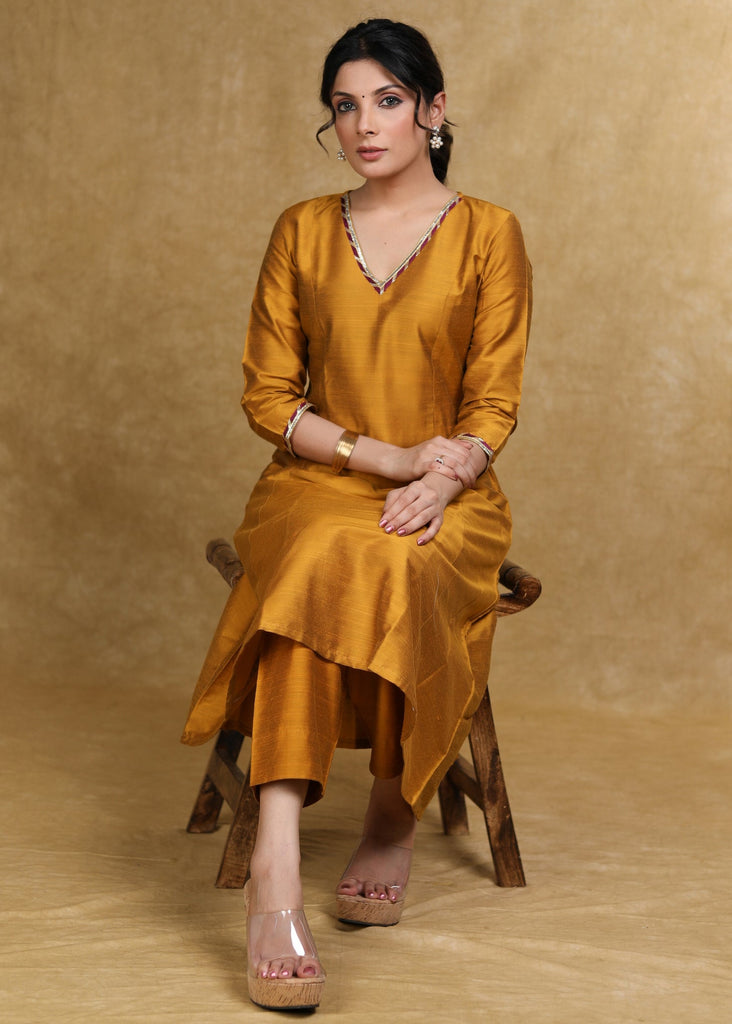 Mustard Cotton Silk Pant