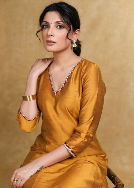 Mustard Cotton Silk Pant