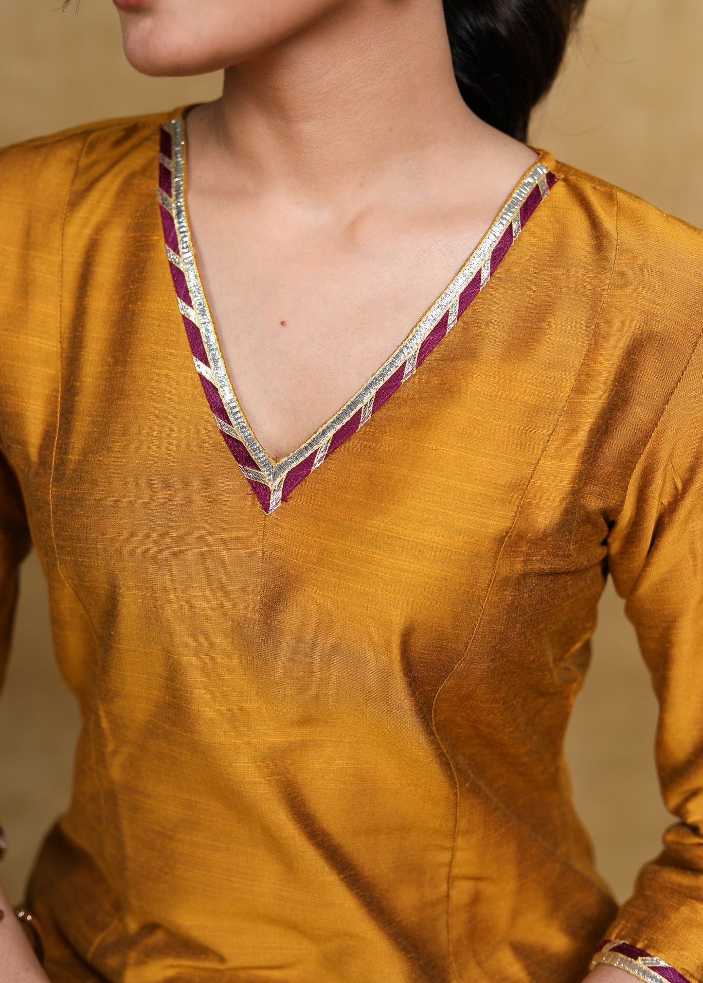 Mustard Cotton Silk Pant