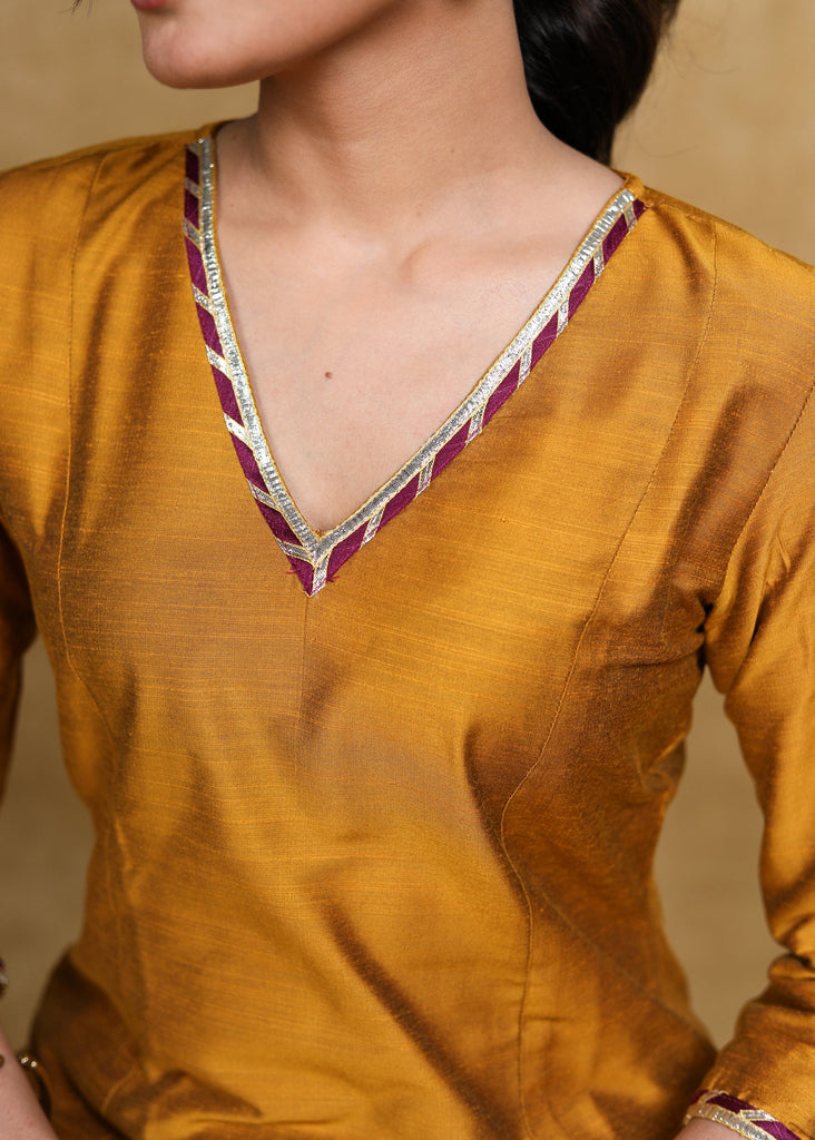 Mustard Cotton Silk Pant