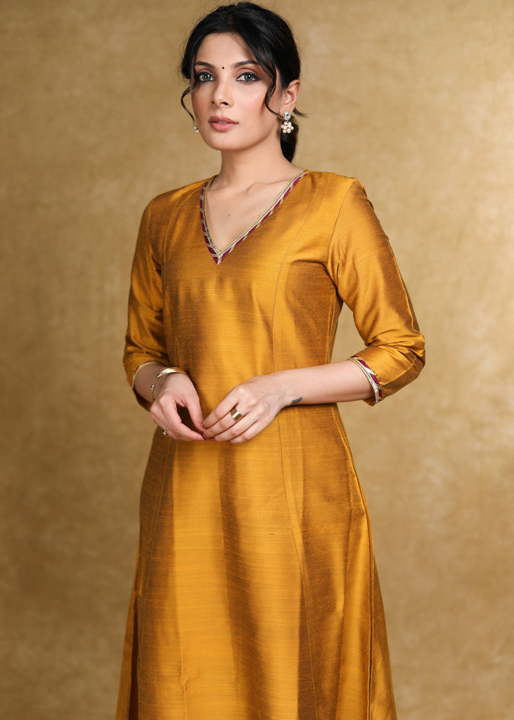Mustard Cotton Silk Pant