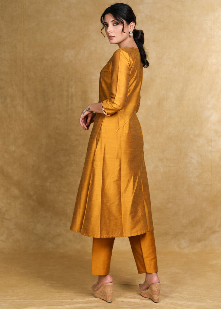 Mustard Cotton Silk Pant