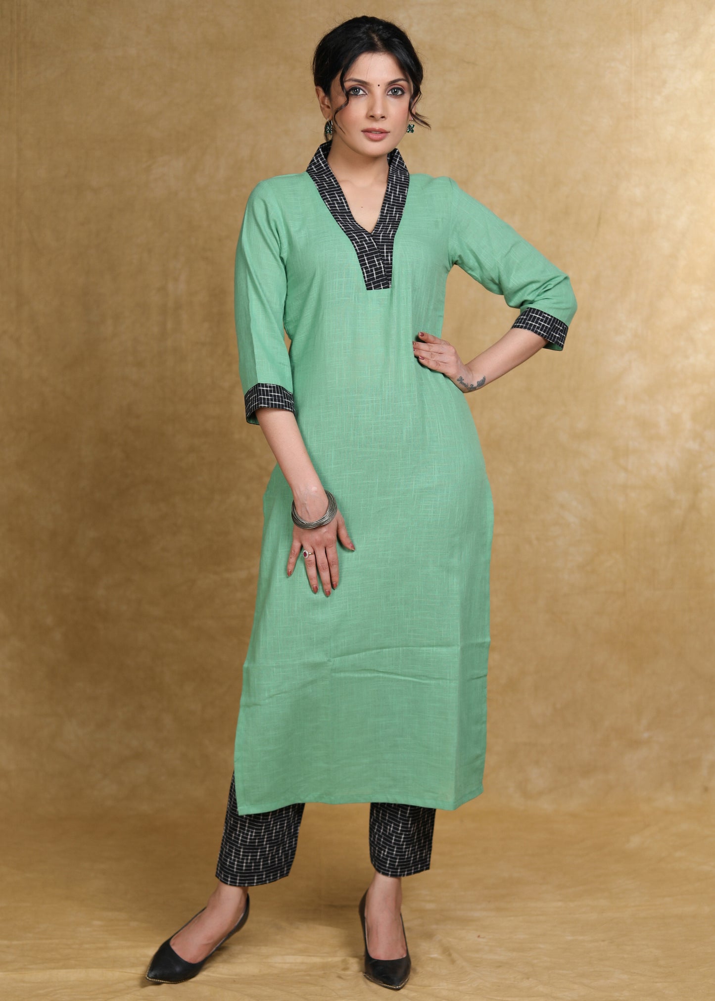 Smart Cotton V Neck Straight Cut Kurta