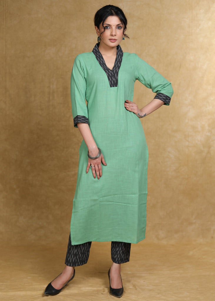 Smart Cotton V Neck Straight Cut Kurta