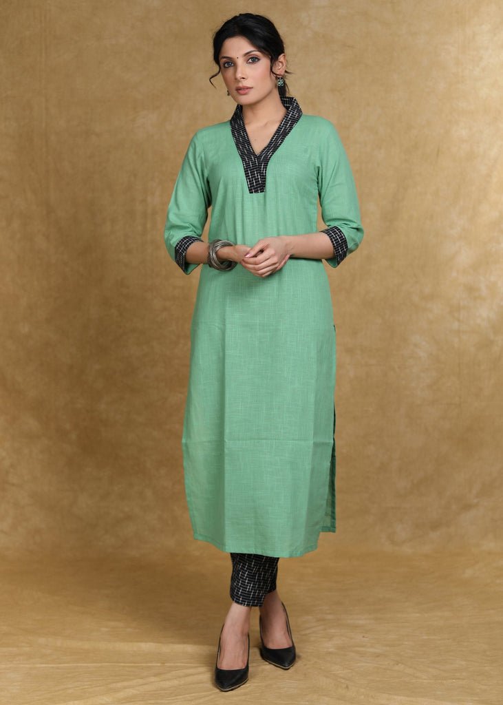 Smart Cotton V Neck Straight Cut Kurta