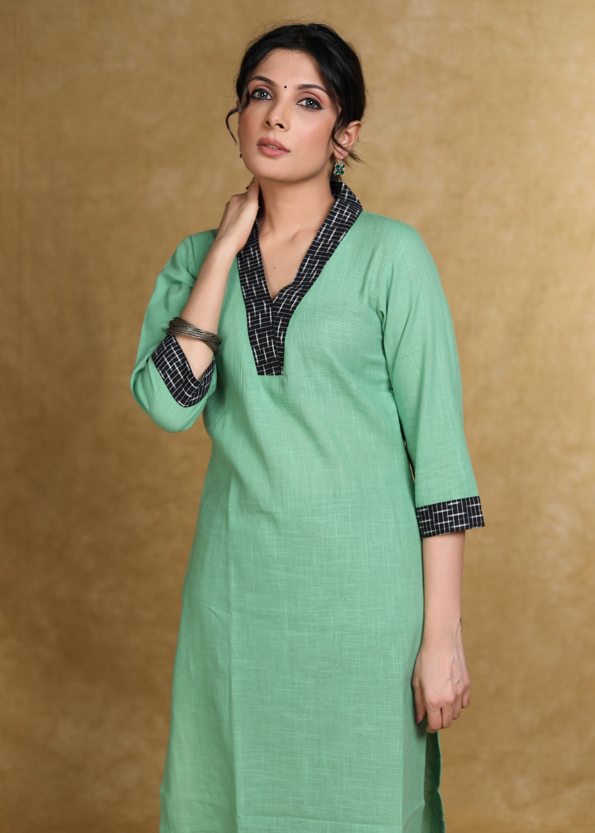 Smart Cotton V Neck Straight Cut Kurta - Pant Optional
