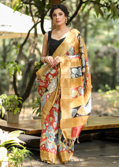 Beautiful Pure Silk Kalamkari Handpainted Saree