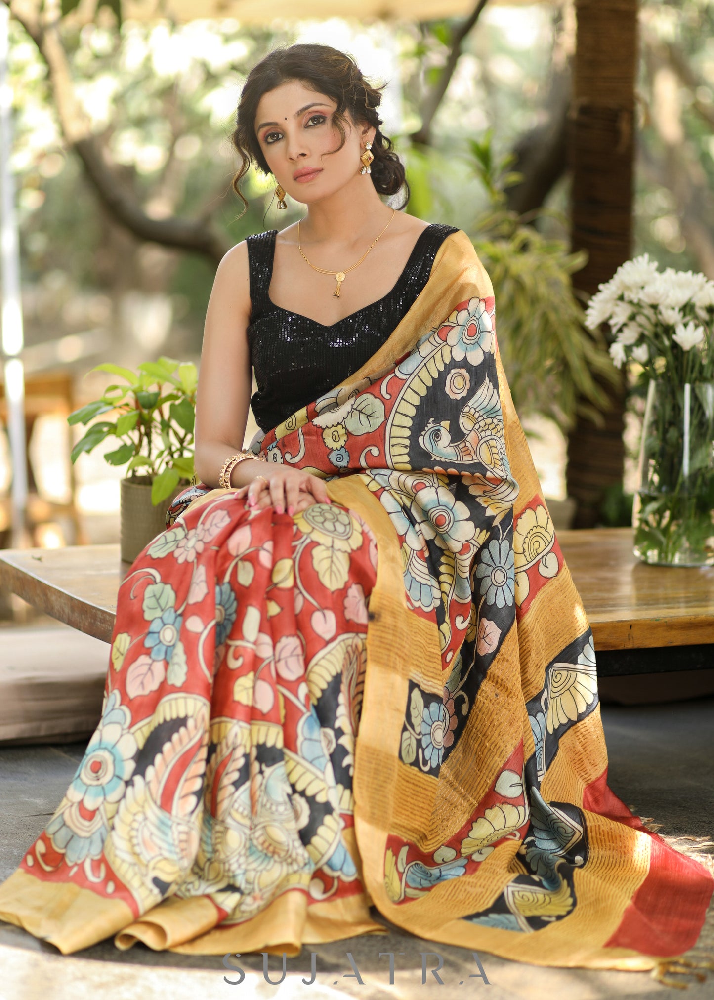 Beautiful Pure Silk Kalamkari Handpainted Saree